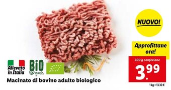 Lidl Macinato di bovino adulto biologico 300 g confezione offerta
