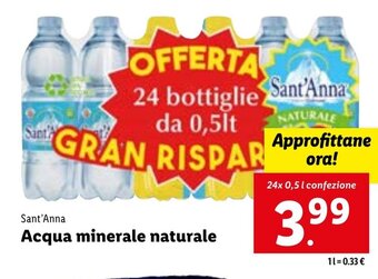 Lidl Sant'Anna Acqua minerale naturale 24x 0,5 l confezione offerta
