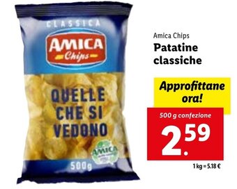 Lidl Amica Chips Patatine classiche 500 g confezione offerta