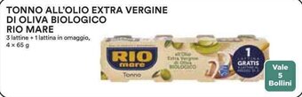 Coop TONNO ALL'OLIO EXTRA VERGINE DI OLIVA BIOLOGICO RIO MARE 4 x 65 g offerta