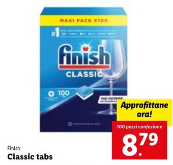 Lidl Finish Classic tabs 100 pezzi confezione offerta