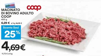 Coop MACINATO DI BOVINO ADULTO COOP 400 g offerta