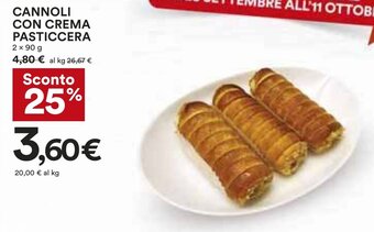Coop CANNOLI CON CREMA PASTICCERA 2 x 90 g offerta