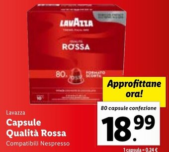 Lidl Lavazza Capsule Qualità Rossa Compatibili Nespresso 80 capsule offerta