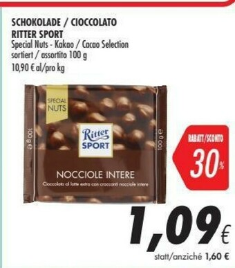Coop Ritter sport Cioccolato offerta