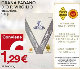 Coop GRANA PADANO D.O.P. VIRGILIO grattugiato, 100 g offerta