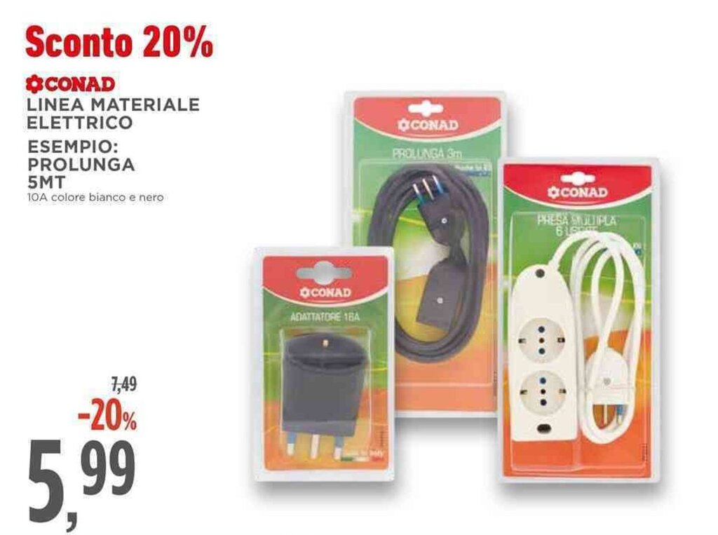Conad CONAD LINEA MATERIALE ELETTRICO offerta