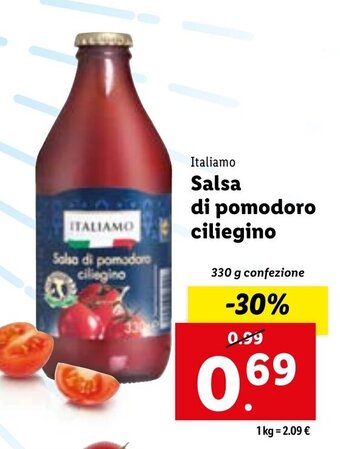 Lidl Italiamo Salsa di pomodoro ciliegino 330 g confezione offerta