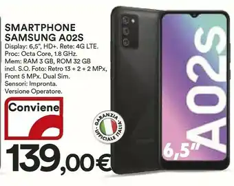 Coop Samsung Galaxy A02s 32 GB Display 6.5" HD+ TFT LCD Black offerta