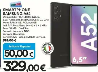 Coop Samsung Galaxy A52 128 GB Display 6.5” FHD+ Super AMOLED Awesome Black offerta