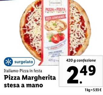 Lidl Italiamo-Pizza in festa Pizza Margherita stesa a mano 420 g confezione offerta