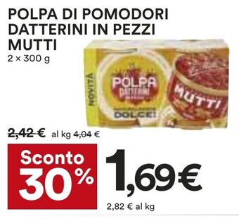 Coop POLPA DI POMODORI DATTERINI IN PEZZI MUTTI 2 x 300 g offerta