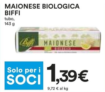 Coop MAIONESE BIOLOGICA BIFFI tubo, 143 g offerta