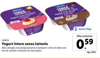 Lidl Latteria Yogurt intero senza lattosio 150 g confezione offerta