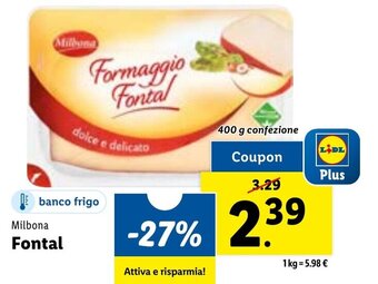 Lidl Milbona Fontal 400 g confezione offerta
