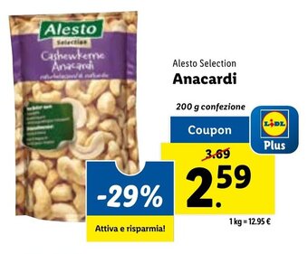 Alesto Cashewkeme Anacardi 200 g confezione