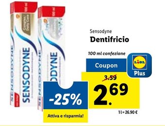 Lidl Sensodyne Dentifricio 100 ml confezione offerta
