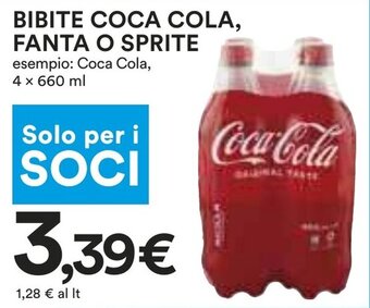 Coop BIBITE COCA COLA, FANTA O SPRITE 4 x 660 ml offerta