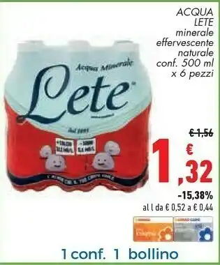 Conad Superstore Lete Acqua Minerale Effervescente Naturale 500 G(ml) offerta