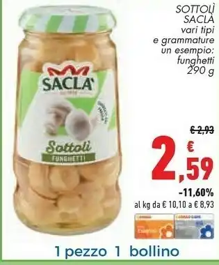 Conad Superstore Saclà Sottoli Funghetti 290 G(ml) offerta
