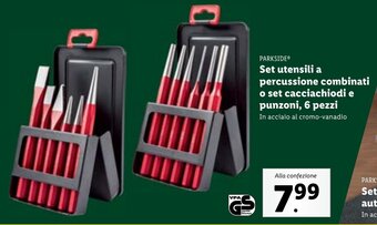 Lidl PARKSIDE Set utensili a percussione combinati o set cacciachiodi e punzoni, 6 pezzi offerta