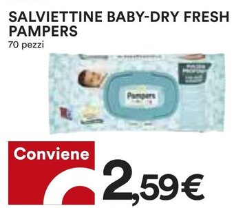 Coop SALVIETTINE BABY-DRY FRESH PAMPERS 70 pezzi offerta