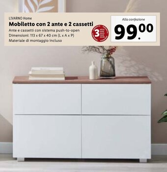 Lidl LIVARNO Home Mobiletto con 2 ante e 2 cassetti offerta