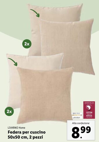 Lidl LIVARNO Home Federa per cuscino 50x50 cm, 2 pezzi offerta