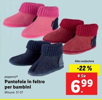 Lidl pepperts! Pantofole in feltro per bambiniMisure: 31-37 31-37 offerta