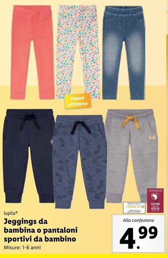 Lidl lupilu Jeggings da bambina o pantaloni sportivi da bambino 1-6 anni offerta
