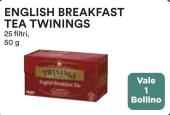 Coop ENGLISH BREAKFAST TEA TWININGS 25 filtri, 50 g offerta