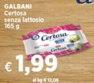 Coop GALBANI Certosa senza lattosio 165 g offerta
