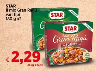 Coop STAR Il mio Gran Ragu vari tipi 180 g x2 offerta