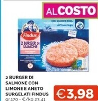 Mercatò Findus 2 burger di salmone con limone e aneto surgelati offerta