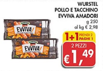 Supermercato Coal WURSTEL POLLO E TACCHINO EVVIVA AMADORI g 250 offerta