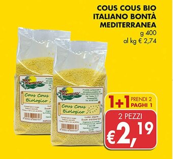 Supermercato Coal COUS COUS BIO ITALIANO BONTÀ MEDITERRANEA g 400 offerta