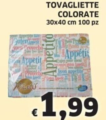 Ecu Discount TOVAGLIETTE COLORATE 30x40 cm 100 pz offerta