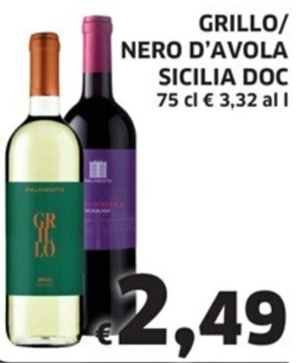 Ecu Discount GRILLO/ NERO D'AVOLA SICILIA DOC 75 cl offerta
