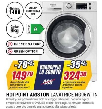 Trony HOTPOINT ARISTON LAVATRICE NG96WITN 85x59,5x60,5 cm offerta