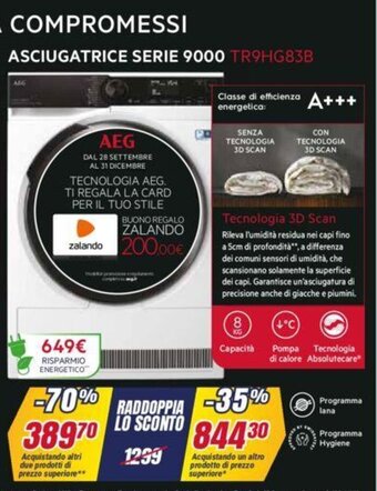 Trony AEG ASCIUGATRICE SERIE 9000 TR9HG83B offerta