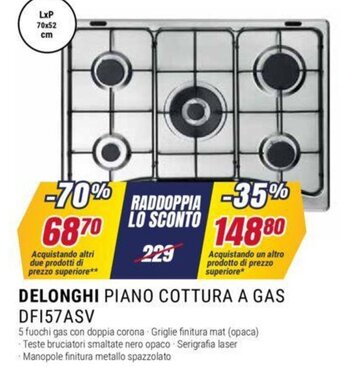 DELONGHI PIANO COTTURA A GAS DF157ASV 70x52 cm