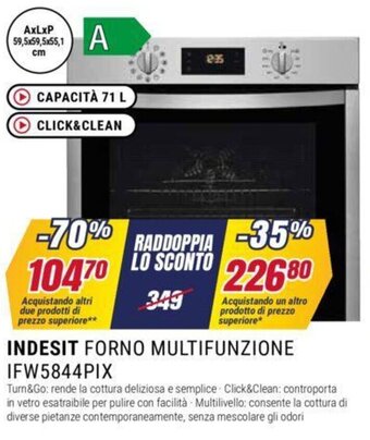 INDESIT FORNO MULTIFUNZIONE IFW5844PIX 59,5x59,5x55,1 cm