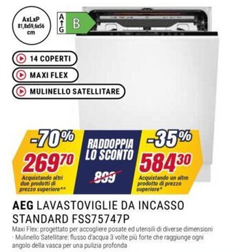 AEG LAVASTOVIGLIE DA INCASSO STANDARD FSS75747P 81,8x59,6x56 cm