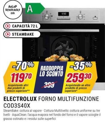 Trony ELECTROLUX FORNO MULTIFUNZIONE COD3S40X 58,9x59,4x56,9 CM offerta