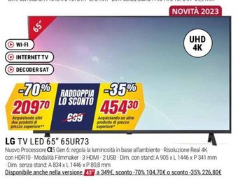 Trony LG TV LED 65" 65UR73 offerta