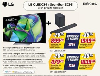 Trony LG OLEDC34 & Soundbar SC9S 77" OLED77C34 offerta