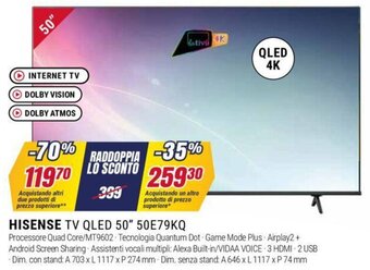 Trony HISENSE TV QLED 50" 50E79KQ offerta