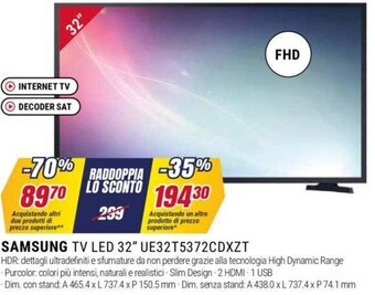 Trony SAMSUNG TV LED 32" UE32T5372CDXZT offerta