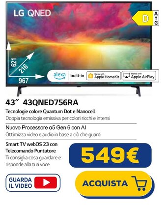 Euronics LG QNED 43" 43QNED756RA offerta