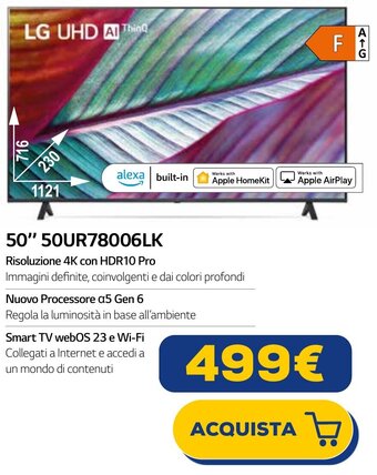 Euronics LG UHD Al 50" 50UR78006LK offerta